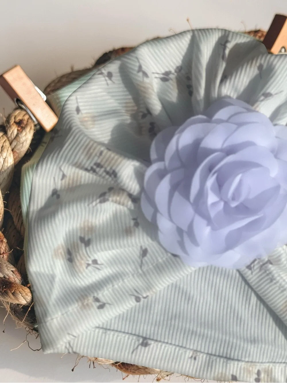 Handmade Baby Girl Floral Turban Hat with Flower Detail